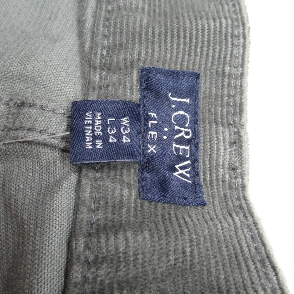 J Crew Corduroy Pants Men 34x33 Gray Green 484 Slim Straight Cords $89.50 NEW